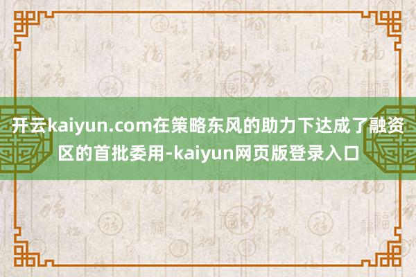 开云kaiyun.com在策略东风的助力下达成了融资区的首批委用-kaiyun网页版登录入口
