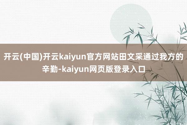 开云(中国)开云kaiyun官方网站田文采通过我方的辛勤-kaiyun网页版登录入口