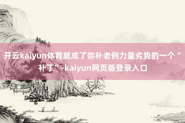 开云kaiyun体育就成了弥补老例力量劣势的一个“补丁”-kaiyun网页版登录入口
